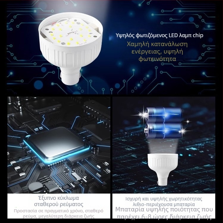 Φορτιζόμενος με USB λαμπτήρας LED για περίπτερο νυχτερινής αγοράς, με βάση και ρυθμιζόμενη φωτεινότητα