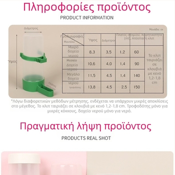 Αυτόματος διανομέας νερού για πουλιά και ταϊστρα παπαγάλων