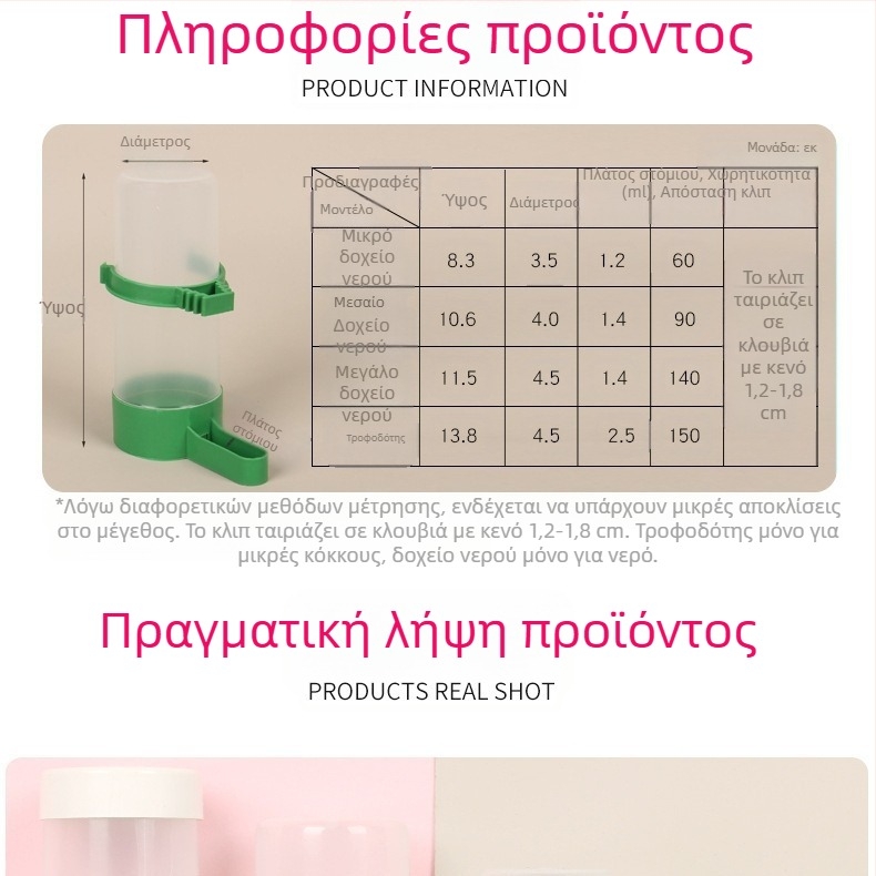 Αυτόματος διανομέας νερού για πουλιά και ταϊστρα παπαγάλων
