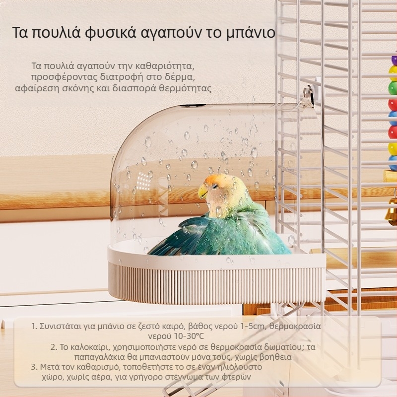 Λεκάνη Μπάνιου Πουλιών Για Παπαγάλους Και Μικρά Πουλιά – Μοτίβο Τίγρης-Πιόν, Στυλ Μαύρος Φοίνικας