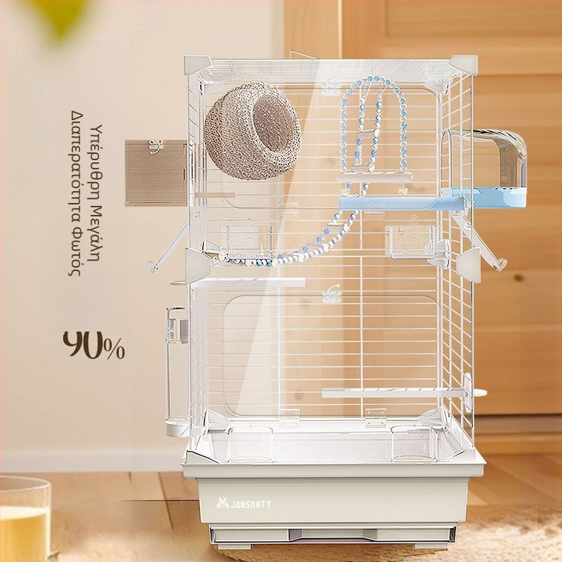 Κλουβί παπαγάλων – Μεγάλο εξωτερικό διαφανές μεταλλικό κλουβί με δίσκο αποβλήτων, κατασκευασμένο από σύρμα χαμηλού άνθρακα