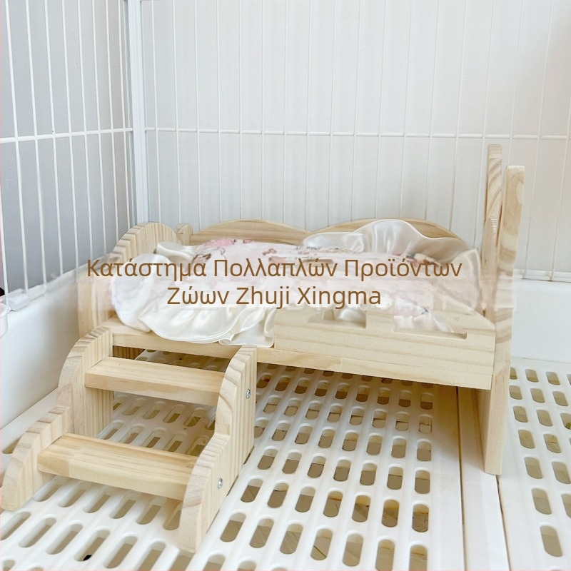 Ξύλινο καταφύγιο ύπνου για κατοικίδια: κουνέλια και ινδικά χοιρίδια, με σκάλες, για όλες τις εποχές