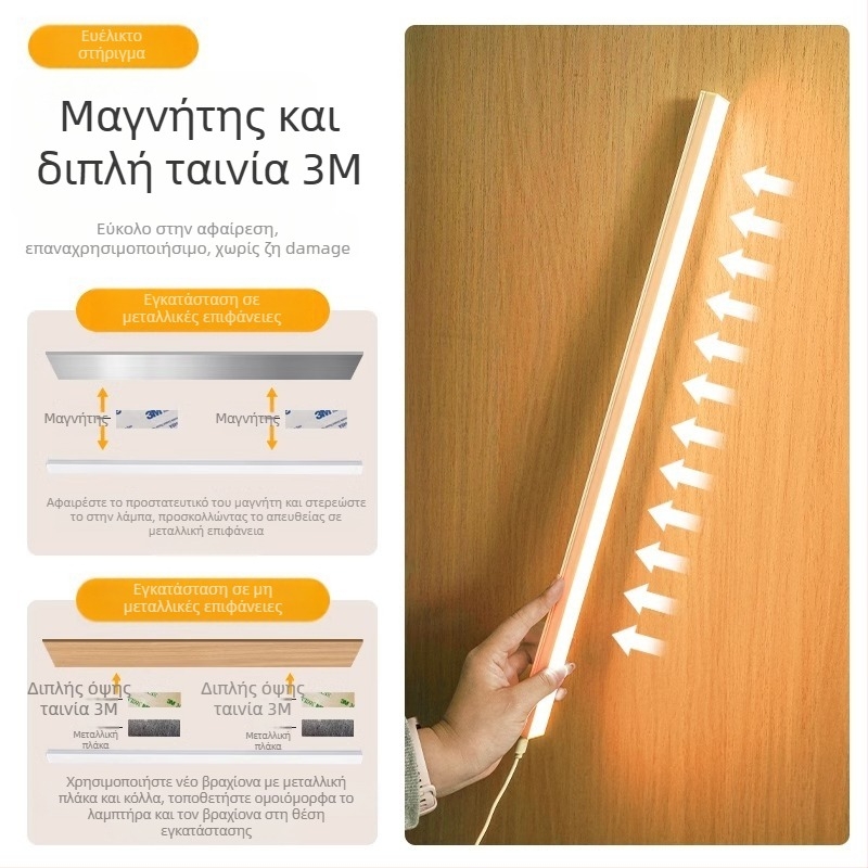 LED λωρίδα γραφείου για κοιτώνες, USB μαγνητική βάση, προστασία ματιών, είσοδος 220V