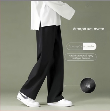 Ανδρικά παντελόνια σπορ-καθημερινά σε κορεατικό στιλ, ίσια γραμμή, καλοκαίρι, μεσαία μέση, μίγμα πολυεστέρα