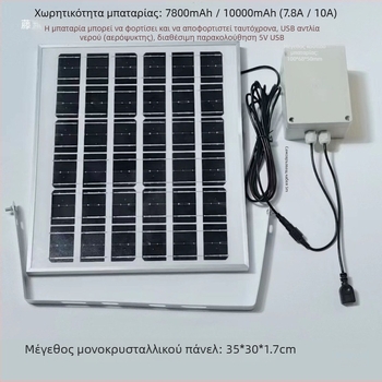 Φωτοβολταϊκό πάνελ εξωτερικής φόρτισης με διπλό USB και ρυθμιζόμενη έξοδο 5V/12V DC για αποθήκευση ενέργειας