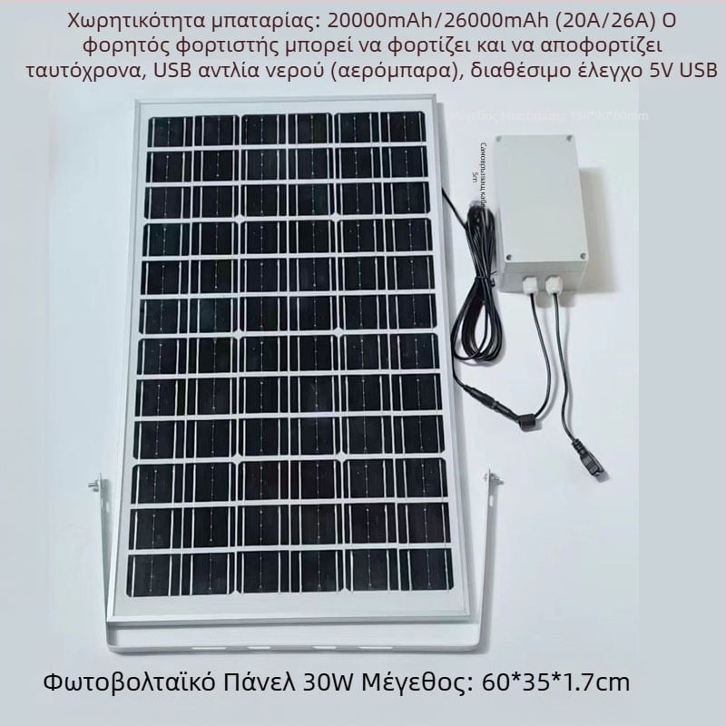 Φωτοβολταϊκό πάνελ εξωτερικής φόρτισης με διπλό USB και ρυθμιζόμενη έξοδο 5V/12V DC για αποθήκευση ενέργειας