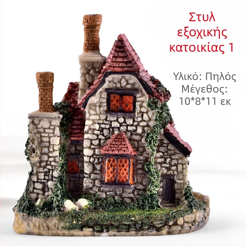 Μικροτοπία από ρητίνη με παχύφυτα, διακοσμητική φιγούρα μπονσάι και μοντέλο προσομοίωσης