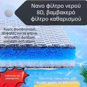 Βαμβάκι φίλτρου για ενυδρείο - χωρίς κόλλα, πλένεται, υψηλής πυκνότητας για καθαρισμό, 8D βαμβάκι φίλτρου