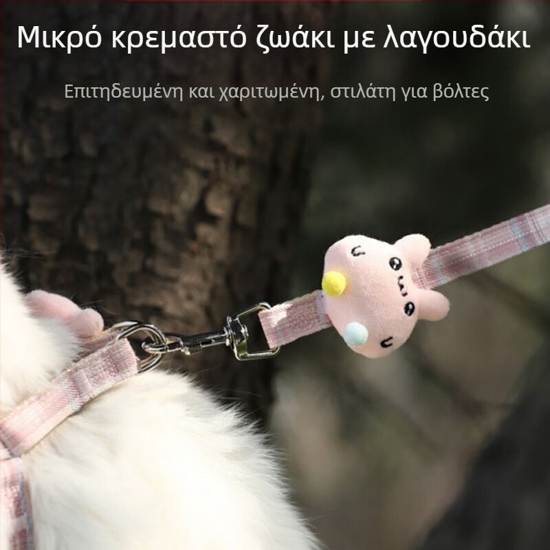 Λουρί περιπάτου γάτας - μη επεκτεινόμενο, ρυθμιζόμενος θώρακας-ιμάντας, νάιλον σχοινί με συνδετήρες κράματος και ABS