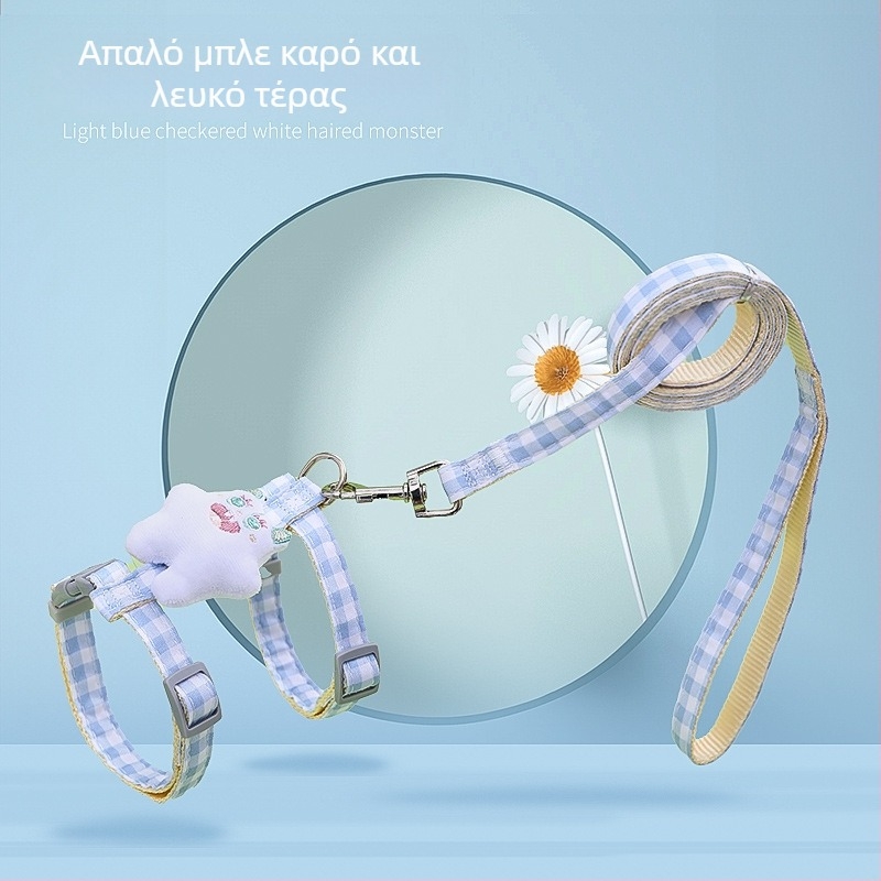 Λουρί περιπάτου γάτας - μη επεκτεινόμενο, ρυθμιζόμενος θώρακας-ιμάντας, νάιλον σχοινί με συνδετήρες κράματος και ABS