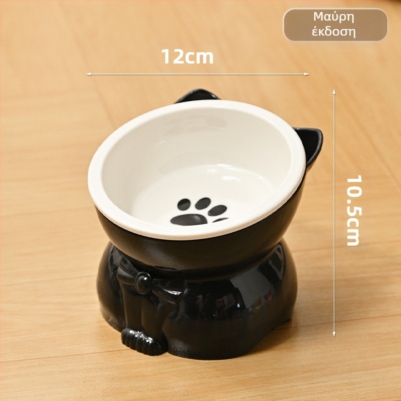 Πιάτο γάτας για φαγητό και νερό – κεραμικό και πλαστικό, κεκλιμένο στόμιο, υψηλό πόδι, κατάλληλο για γάτες