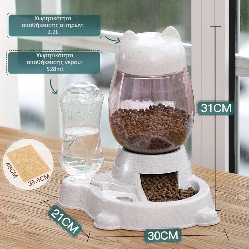 Aibang αυτόματη ταϊστρα γάτων με διανομέα νερού – μη εισαγόμενο, συμβατό με ενυδρείο