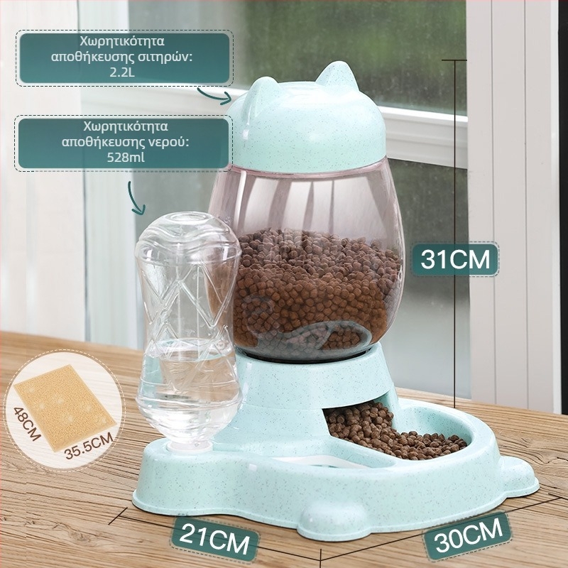 Aibang αυτόματη ταϊστρα γάτων με διανομέα νερού – μη εισαγόμενο, συμβατό με ενυδρείο