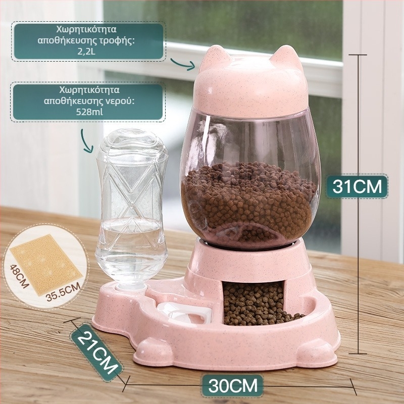 Aibang αυτόματη ταϊστρα γάτων με διανομέα νερού – μη εισαγόμενο, συμβατό με ενυδρείο