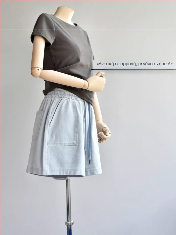 Γυναικείοι σορτς τζιν από 100% βαμβάκι, υψηλή μέση, μήκος τριών τεταρτών, πλυμένα με άμμο, μικροελαστικότητα