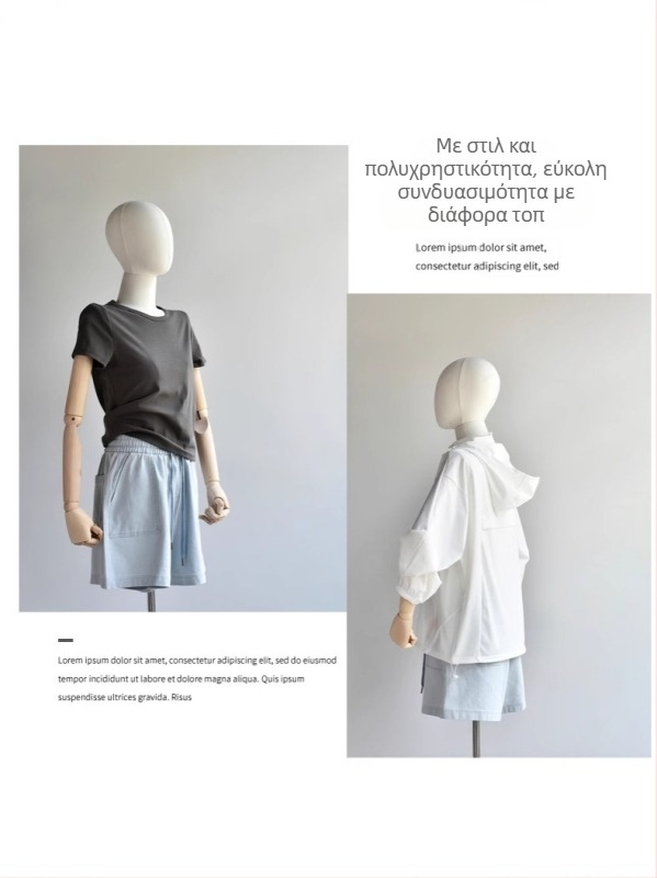 Γυναικείοι σορτς τζιν από 100% βαμβάκι, υψηλή μέση, μήκος τριών τεταρτών, πλυμένα με άμμο, μικροελαστικότητα