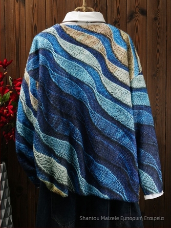 Γυναικείο πουλόβερ με V-λαιμό, ζακάρ πλέξη, στενή γραμμή, πολυεστερική ύφανση