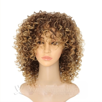 Σετ περούκα κοντών κυματιστών σγουρών μαλλιών, εξωτικό στυλ, ίνες ανθεκτικές στη θερμότητα, ρεαλιστική όψη, για γυναίκες