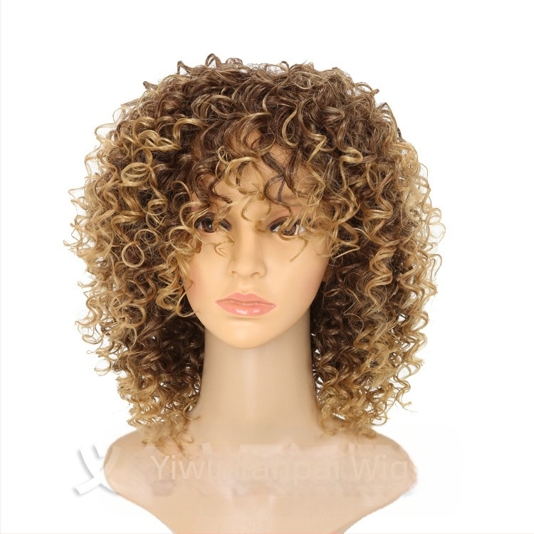 Σετ περούκα κοντών κυματιστών σγουρών μαλλιών, εξωτικό στυλ, ίνες ανθεκτικές στη θερμότητα, ρεαλιστική όψη, για γυναίκες