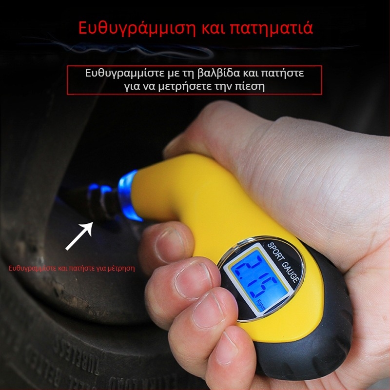Ηλεκτρονικός ψηφιακός μετρητής πίεσης ελαστικών με LED οθόνη, ασύρματος μετρητής αυτοκινήτου, κατασκευή από τεχνικά πλαστικά