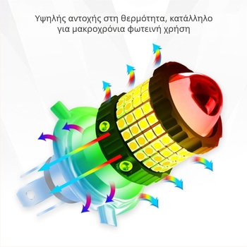 LED προβολέας αυτοκινήτων και μοτοσικλετών, συμβατός με H4/H6/BA20D/P15D, 12–80V, 12W, 2400 lm, IP65