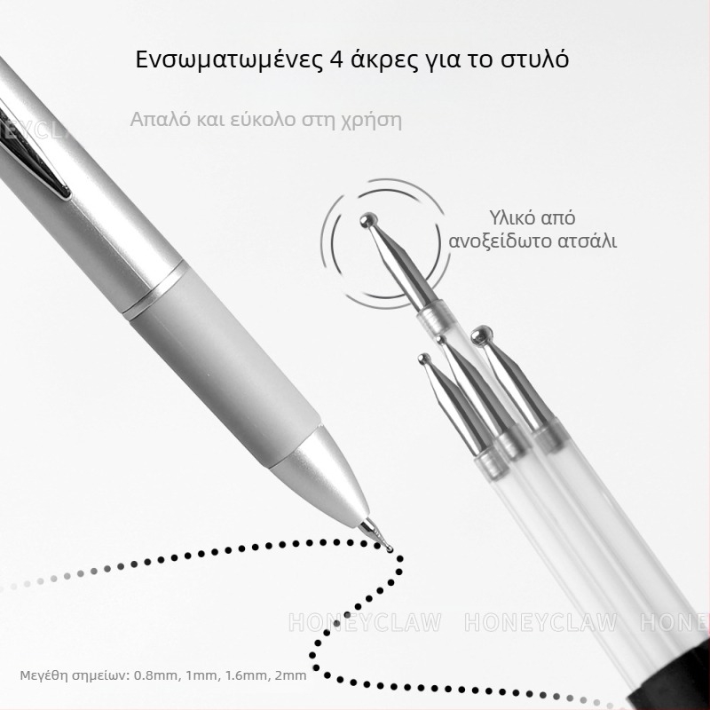 Πενάκι τέχνης νυχιών για κουκκίδες, 5 σε 1, με κουμπί ενεργοποίησης, πολλαπλές κεφαλές για σχεδίαση σημείων, πλαστικό σώμα