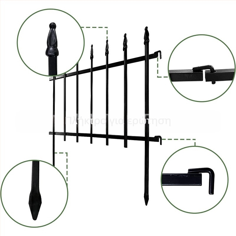 Μεταλλικός φράχτης κήπου σε αγροτικό στυλ, αναδιπλούμενος, για πάτωμα, μονοεπίπεδο