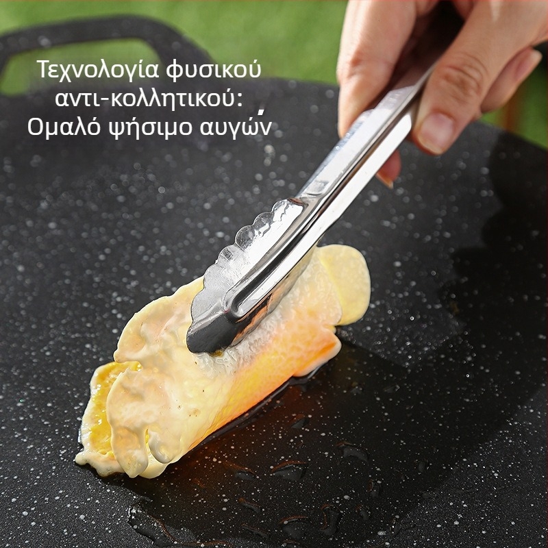 Κυκλικό σιδερένιο τηγάνι γκριλ για μπάρμπεκιου, κορεάτικου στιλ, αντικολλητικό, συμβατό με επαγωγή