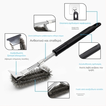 BORUI Βούρτσα ψησταριάς με τρίχες από ατσάλι και λαβή PP, συσκευασία 35 τεμάχια, προέλευση Γκουανγκντόνγκ