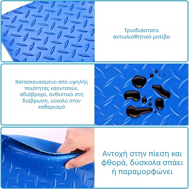Μάτ πισίνας με κυματιστές ρίγες, ορθογώνιο σχήμα, PVC υλικό, πλένεται εύκολα, μοντέρνο μινιμαλιστικό ύφος