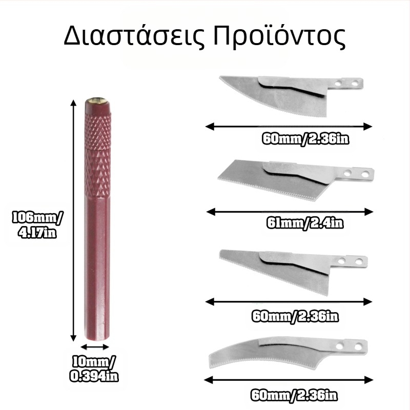 Μίνι χειροποίητο πριόνι με κεκλιμένη άκρη και καμπύλη άκρη – περιλαμβάνει 4 διαφορετικές λεπίδες για DIY κοπή