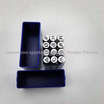 JYD 40Cr μεταλλικό σφραγιστικό εργαλείο με μοτίβο, στυλ αστερισμού, 6 mm, σετ 12 τεμάχια