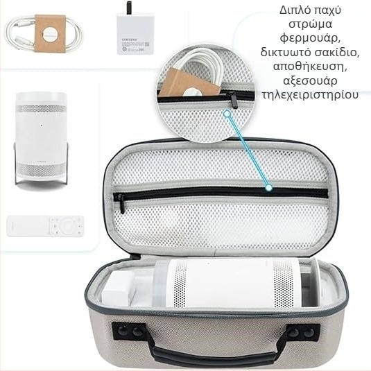 Σκληρή θήκη μεταφοράς για τον προβολέα Samsung The Freestyle, TY-1; υλικά: Oxford ύφασμα, EVA, φλανελ; αδιάβροχη συσκευασία