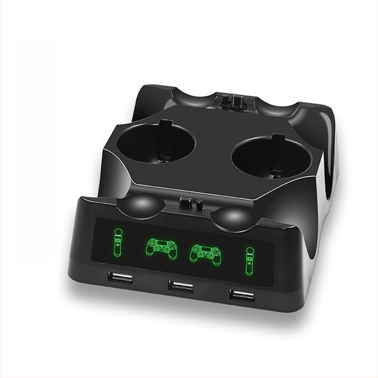 Φορτιστής τεσσάρων θέσεων για χειριστήρια PS4/Move/PS VR – ipega, USB διεπαφή, ABS περίβλημα
