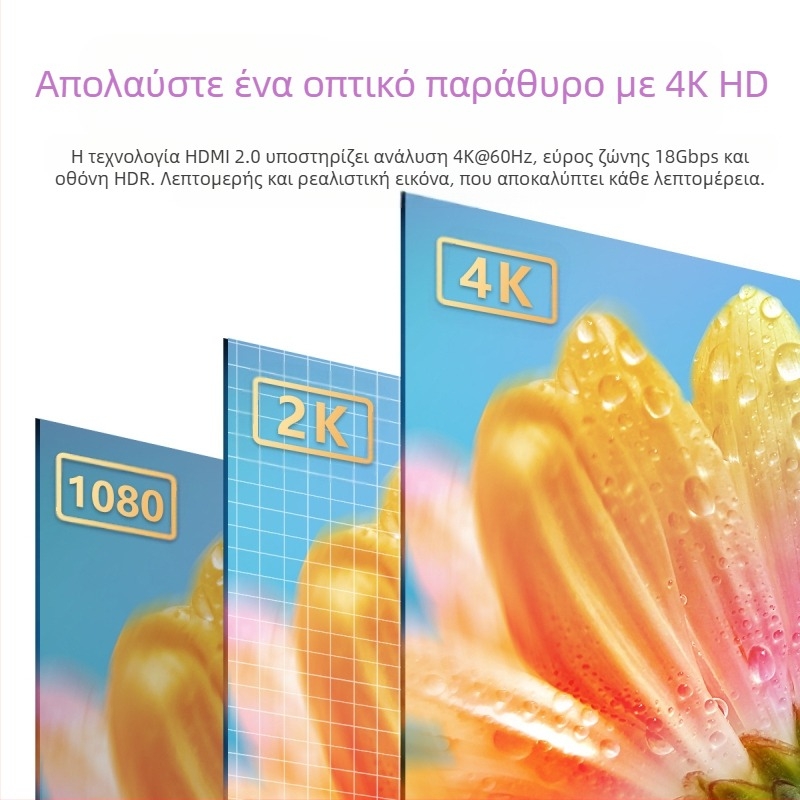 Καλώδιο HDMI, HDMI 2.0, Type A, γραμμή ήχου/βίντεο, αγώγι από κράμα με επίχρυσωση