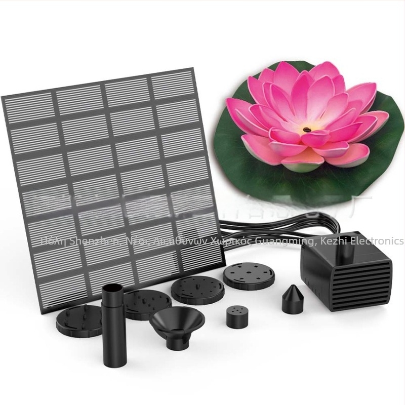 Σετ αντλίας ηλιακού φαντάν τοπίου με ακροφύσιο λωτού - καλωδιακή λειτουργία, μονοκρυσταλλικό υλικό, προέλευση Γκουανγκντόνγκ