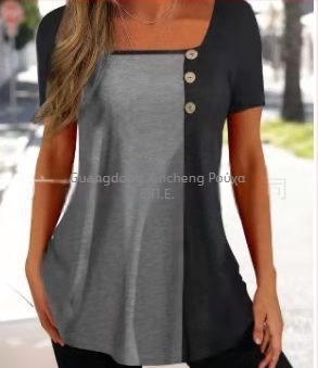 Τ‑shirt από Milk Silk, πολυεστέρας 90–95%, χαλαρός στυλ πουλόβερ, κοντά μανίκια, τετράγωνη λαιμόκοψη