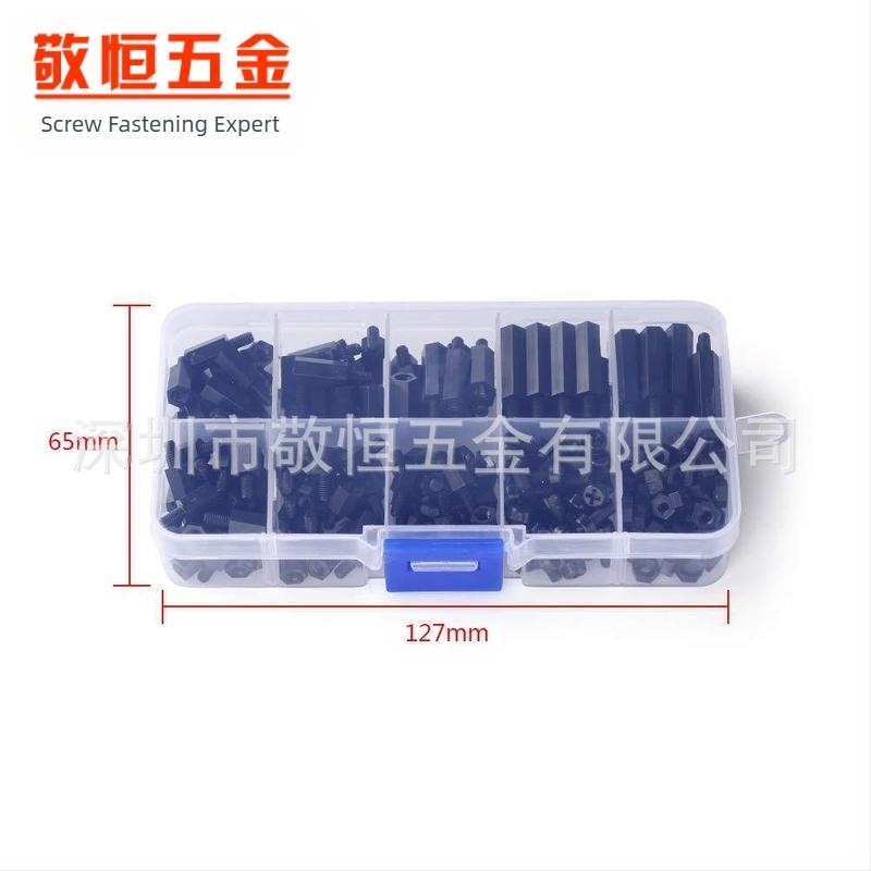 Σετ βιδών και παξιμαδιών M3 από νάιλον, με απομονωτικές στήλες, σε κουτί