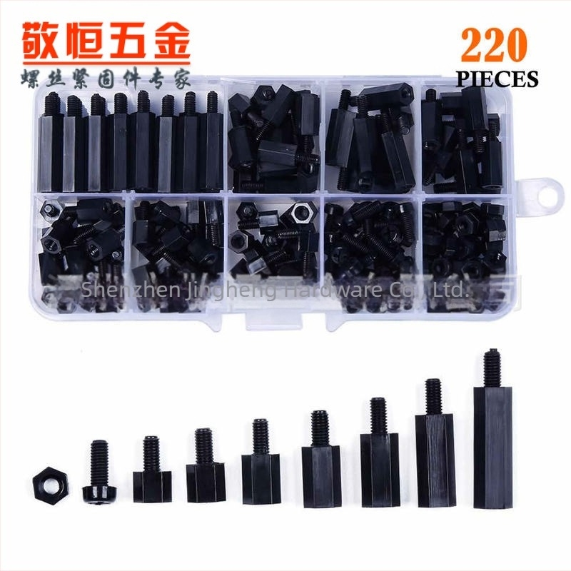 Σετ βιδών και παξιμαδιών M3 από νάιλον, με απομονωτικές στήλες, σε κουτί