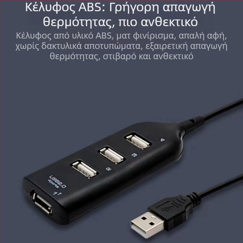4 θύρες USB 2.0, επέκταση USB και διακλαδωτής από ένα σε τέσσερα