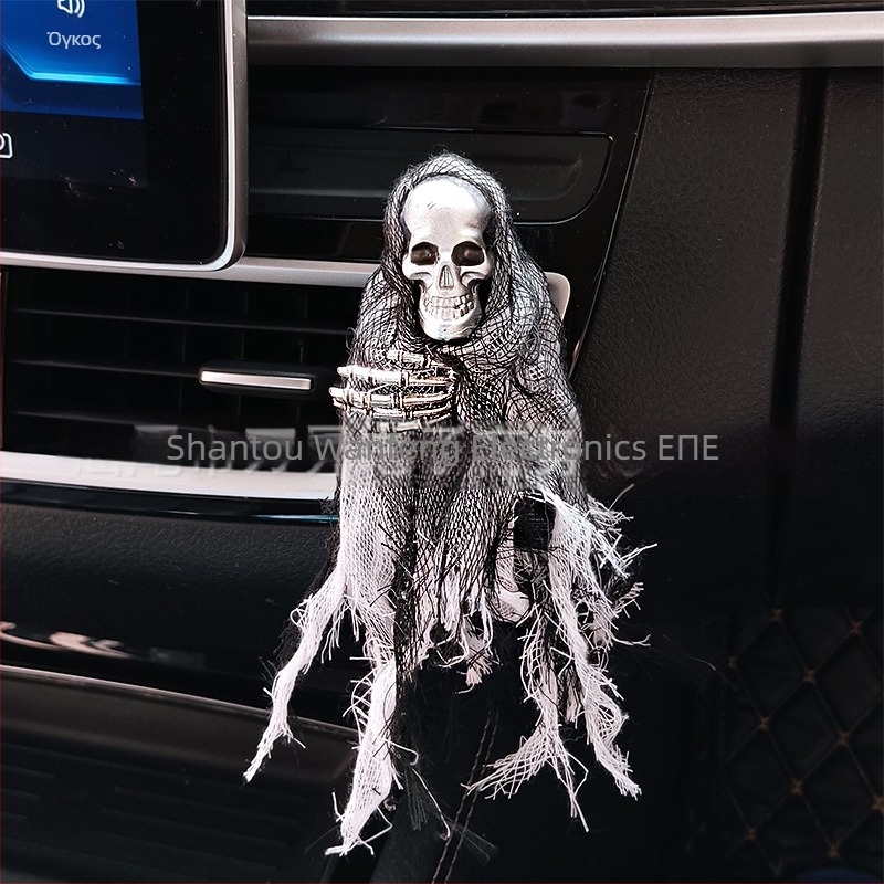 Ταμπλέτα αρωματισμού αυτοκινήτου με μοτίβο κρανίου και Χάλογουϊν, κλιπ για έξοδο αέρα, φλοράλ άρωμα, περιεχόμενο κάτω από 5 ml, διάρκεια εξάτμισης 1–15 ημέρες