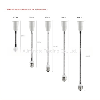 Βάση λαμπτήρα E27 με περιστρεφόμενη κεφαλή και σωληνωτό καλώδιο επέκτασης, PC φλογοανθεκτικό, 85-265V, 2A