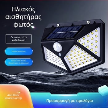 Εξωτερικό LED φως τοίχου με ηλιακή ενέργεια και αισθητήρα κίνησης
