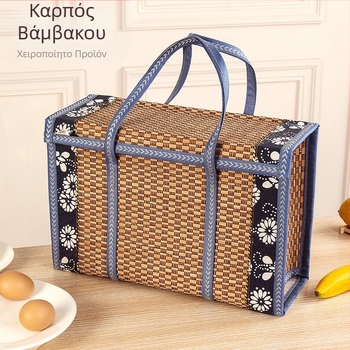 Πτυσσόμενο τετράγωνο καλάθι από μπαμπού με δαντελωτό περίγραμμα για σνακ, ψώνια και φρούτα · προσαρμοζόμενη συσκευασία δώρου
