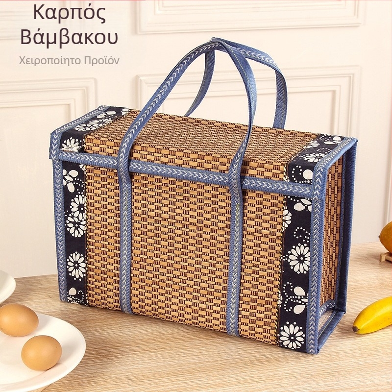 Πτυσσόμενο τετράγωνο καλάθι από μπαμπού με δαντελωτό περίγραμμα για σνακ, ψώνια και φρούτα · προσαρμοζόμενη συσκευασία δώρου