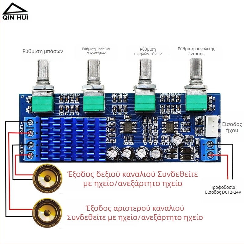 Δικαναλικός ψηφιακός ενισχυτής πλακέτας με TPA3116D2 – 80W×2 έξοδος, ενισχυτής ήχου