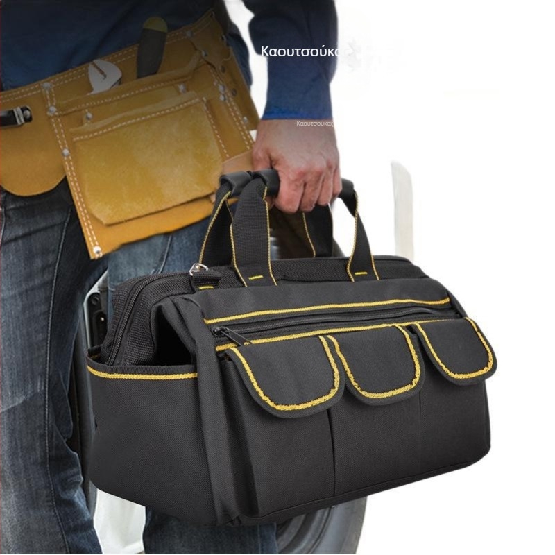 HUIJIA T214 Τσάντα εργαλείων από καμβά για ηλεκτροτεχνίτες - ανθεκτική, με μεγάλη χωρητικότητα, πολυλειτουργική τσάντα εργαλείων