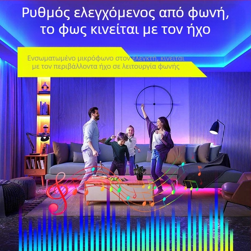Έξυπνη Bluetooth LED λωρίδα φωτισμού, αυτοκόλλητη 5050 RGB, εύκαμπτη, 12V χαμηλή τάση, μακρύ σετ λωρίδων