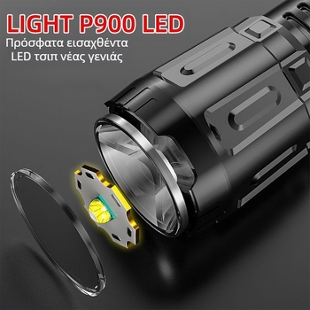 Φακός χειρός HS105 — LED 3W, 3.7V, μπαταρία 14500, δέσμη 90°