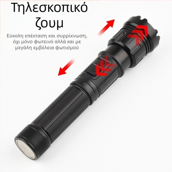 Φακός χειρός με COB πλευρικό φως, 1000 lm, φόρτιση Type-C, IP44